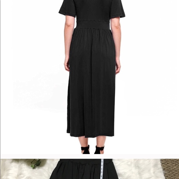 Black Trendy Maxi with Sleeves Small Stretchy - Picture 4 of 7